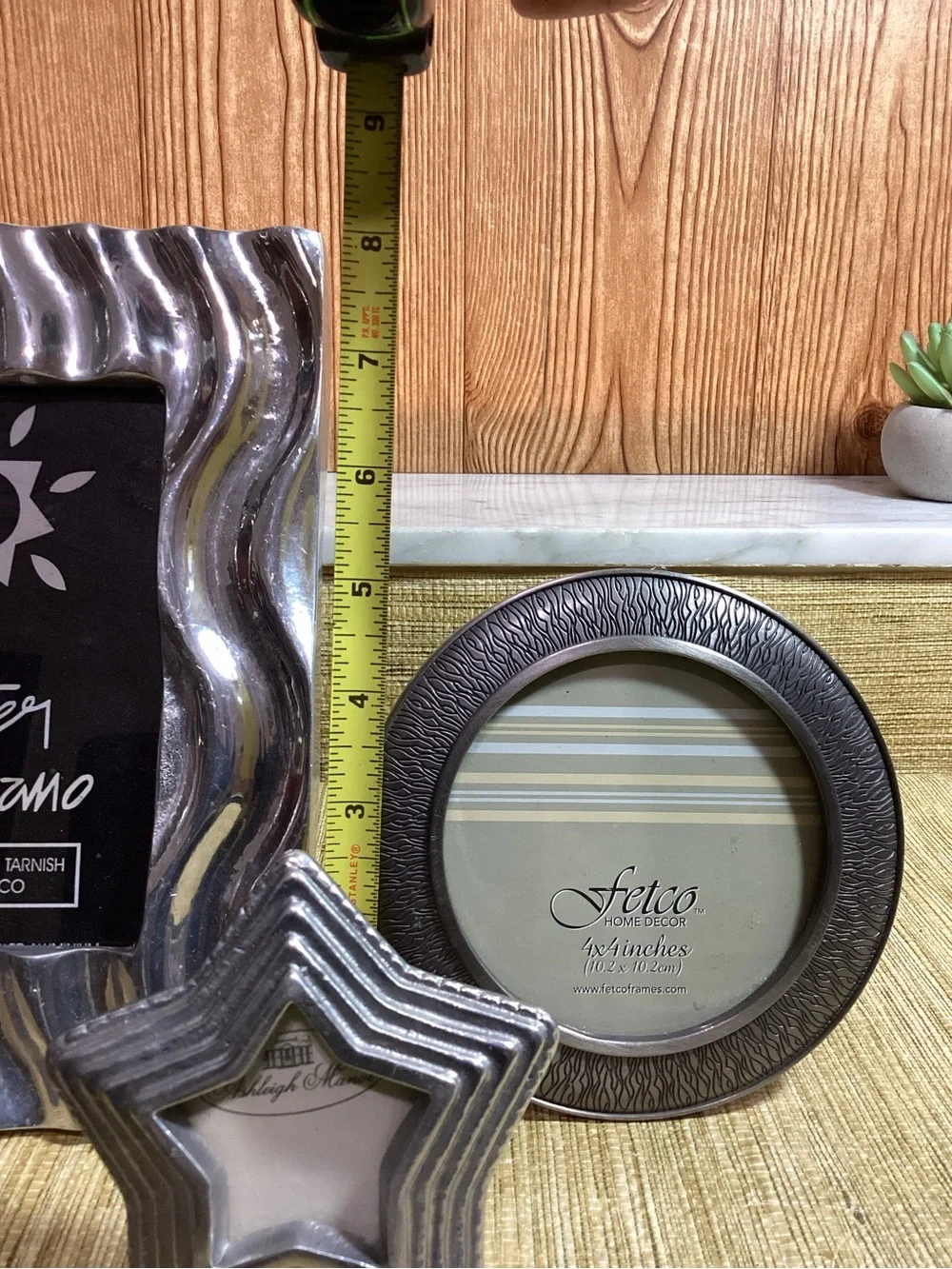 Pewter Mexicano Decorative Wave Picture Frame Round and Star
